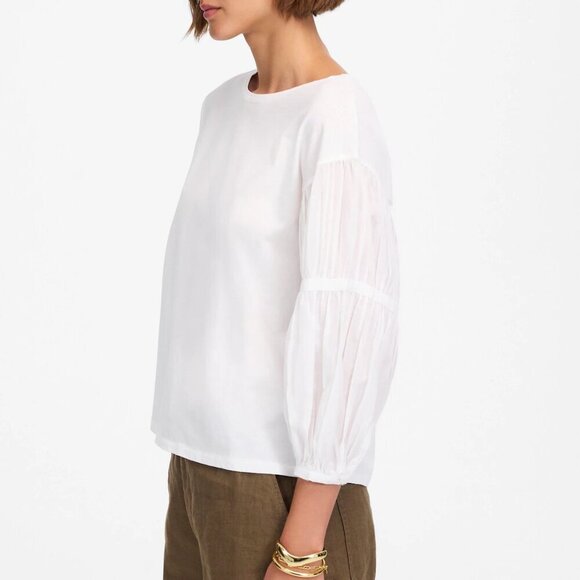 Madewell Puff-Sleeve Drop-Shoulder Knit Top White Size S NWT - Picture 2 of 8